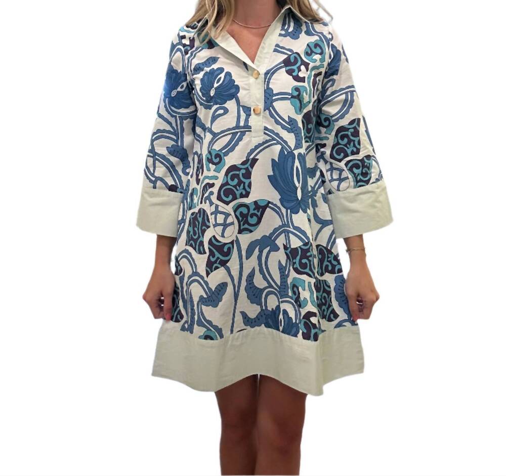 NEW LA PLAGE ocean cliff shirt dress in vine chinois